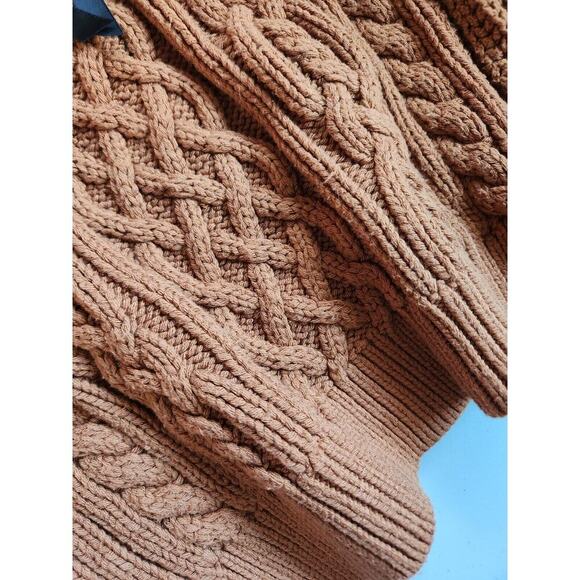 Anthropologie Maeve Turtleneck Balloon-Sleeve Bow Sweater Sz MP Petite Brown - Picture 8 of 15